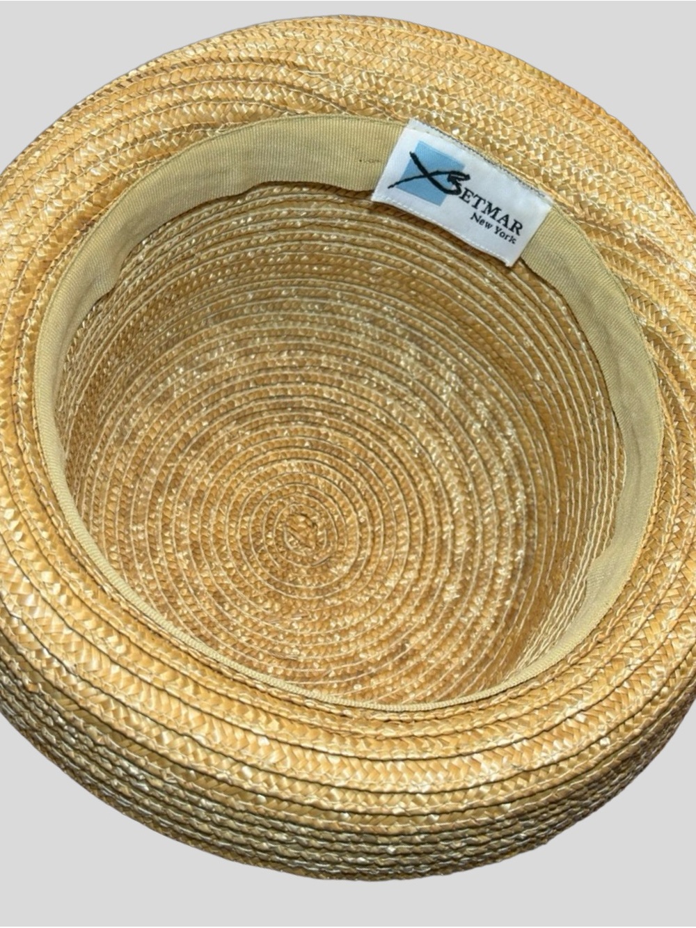 Betmar New York Vintage Straw Cloche Bowler Hat Striped Ban - Picture 16 of 16